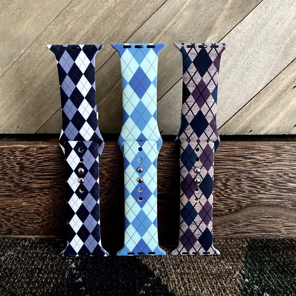 Classic Argyle Print Silicone Band For Apple Watch Multiple Colors Available - Fancy Bands 