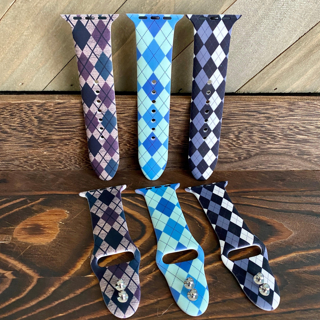 Classic Argyle Print Silicone Band For Apple Watch Multiple Colors Available - Fancy Bands 