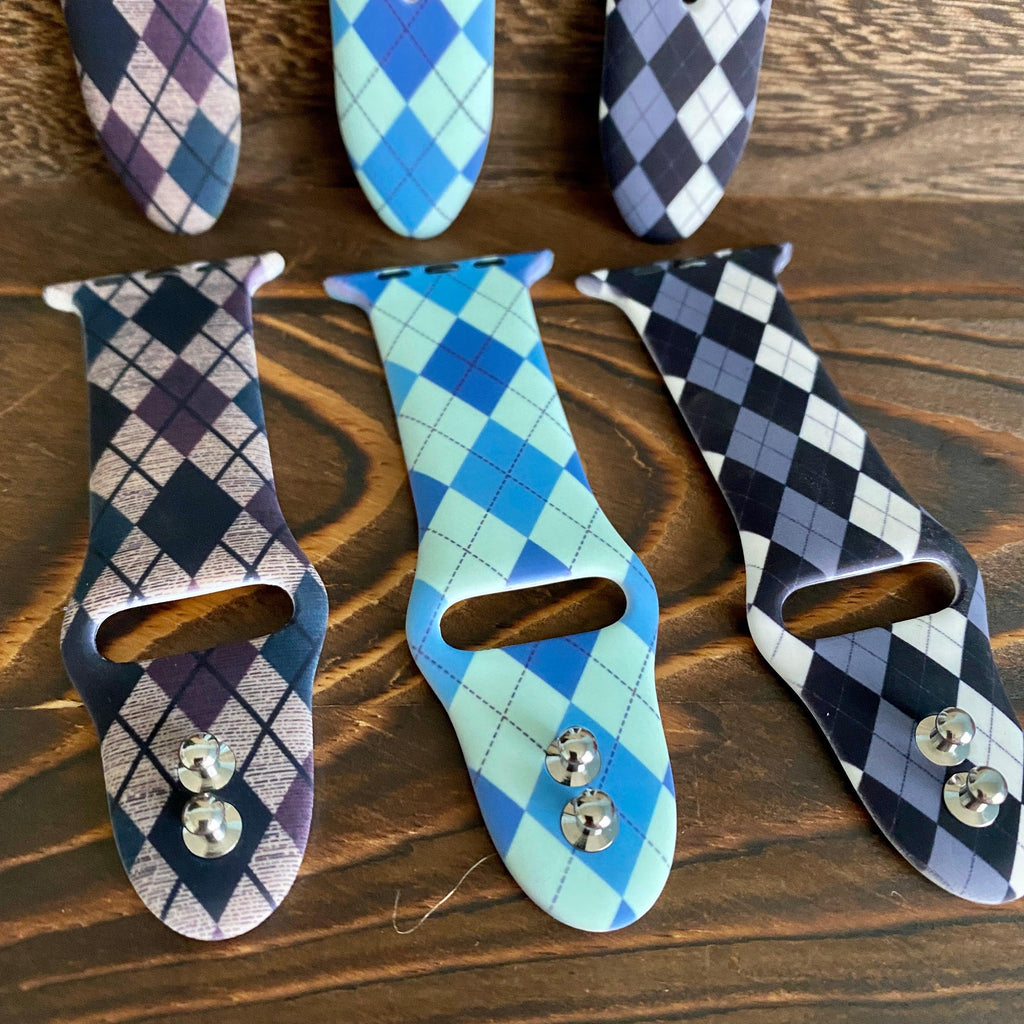 Classic Argyle Print Silicone Band For Apple Watch Multiple Colors Available - Fancy Bands 