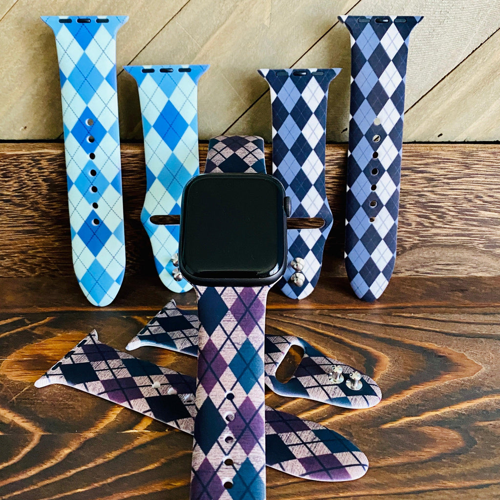 Classic Argyle Print Silicone Band For Apple Watch Multiple Colors Available - Fancy Bands 