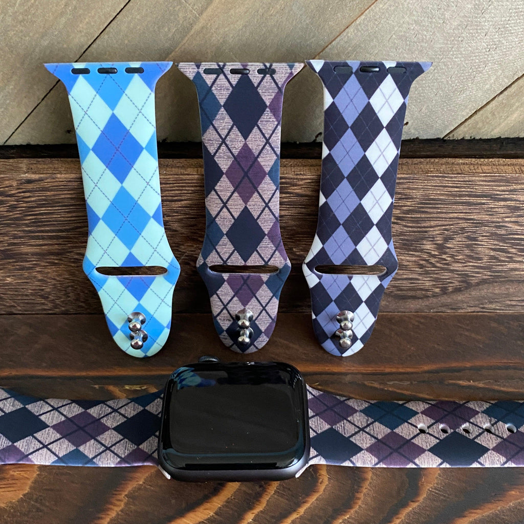 Classic Argyle Print Silicone Band For Apple Watch Multiple Colors Available - Fancy Bands 