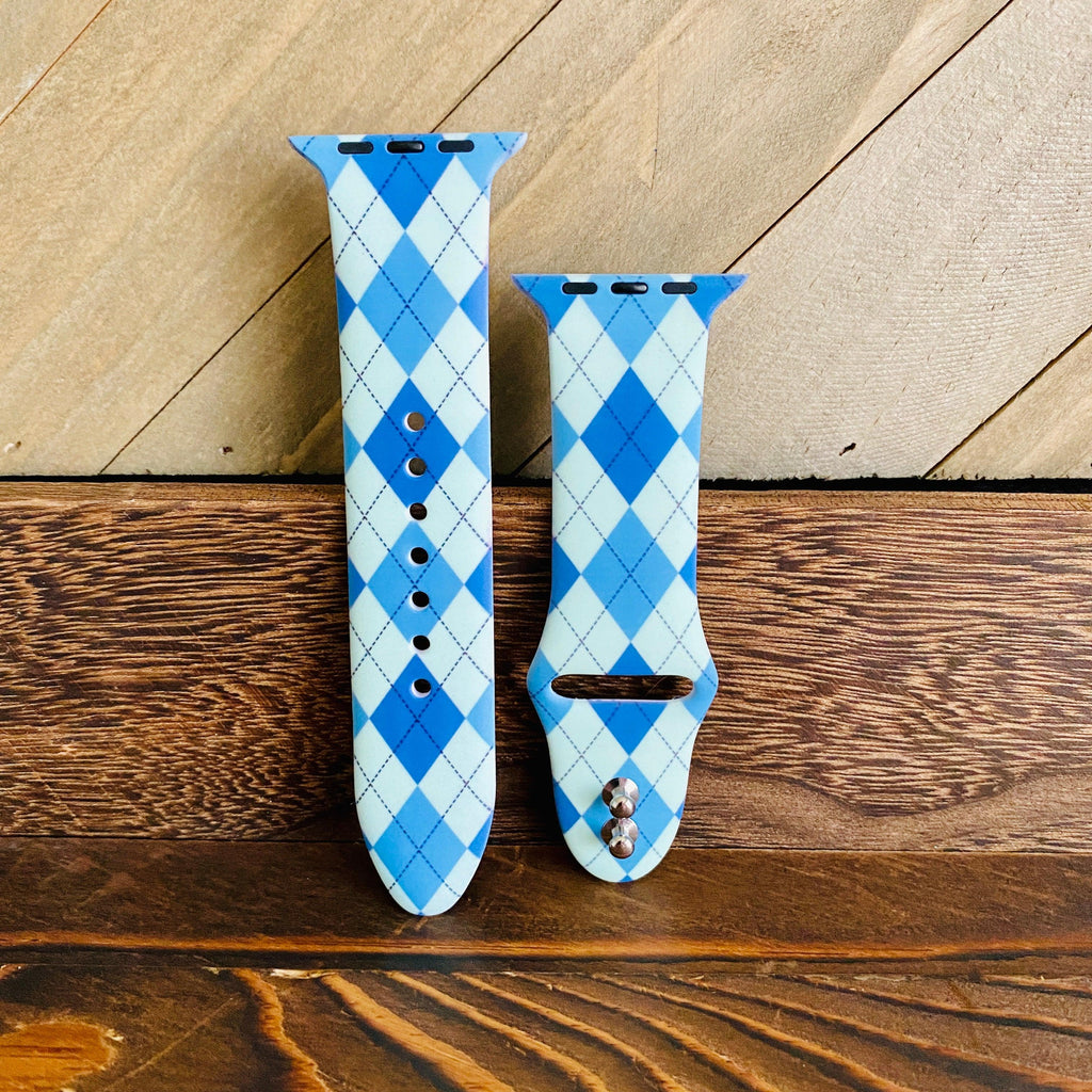 Classic Argyle Print Silicone Band For Apple Watch Multiple Colors Available - Fancy Bands 