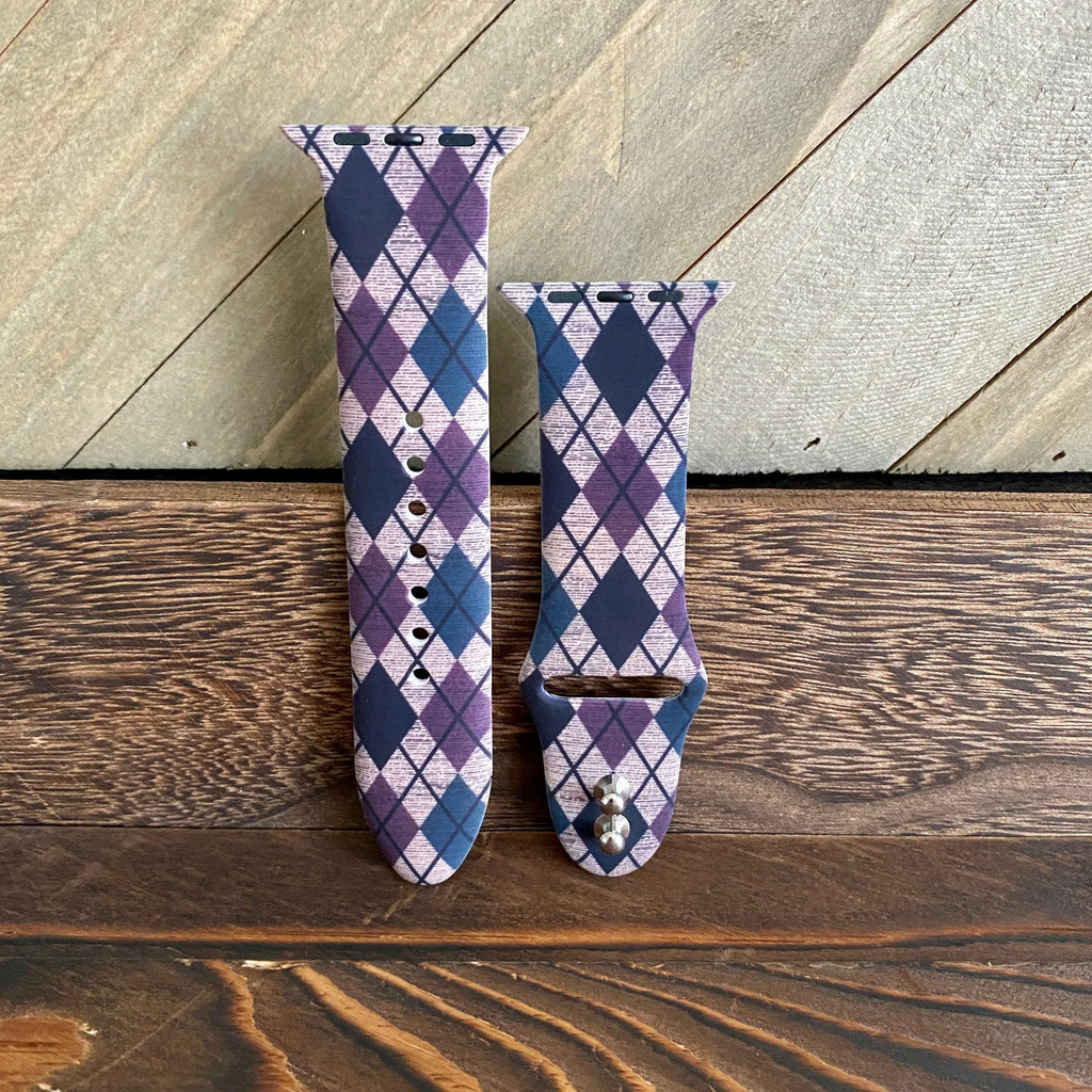 Classic Argyle Print Silicone Band For Apple Watch Multiple Colors Available - Fancy Bands 