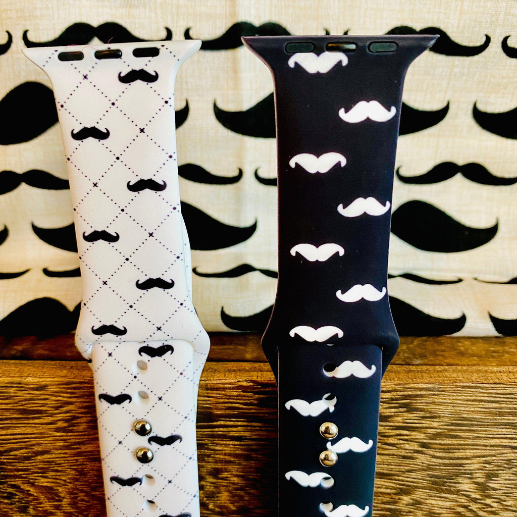 Dapper Mustache Print Silicone Band For Apple Watch Two Colors Available - Fancy Bands 