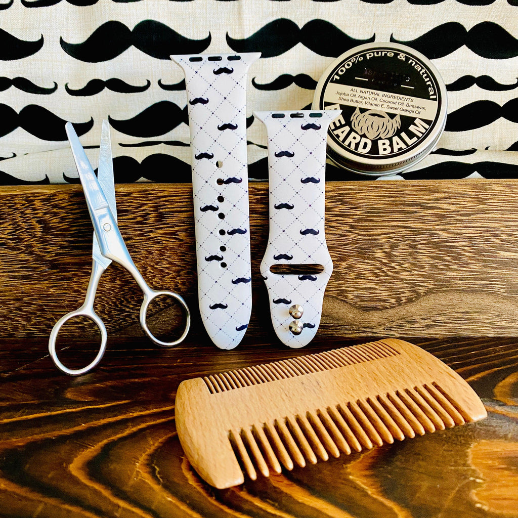 Dapper Mustache Print Silicone Band For Apple Watch Two Colors Available - Fancy Bands 