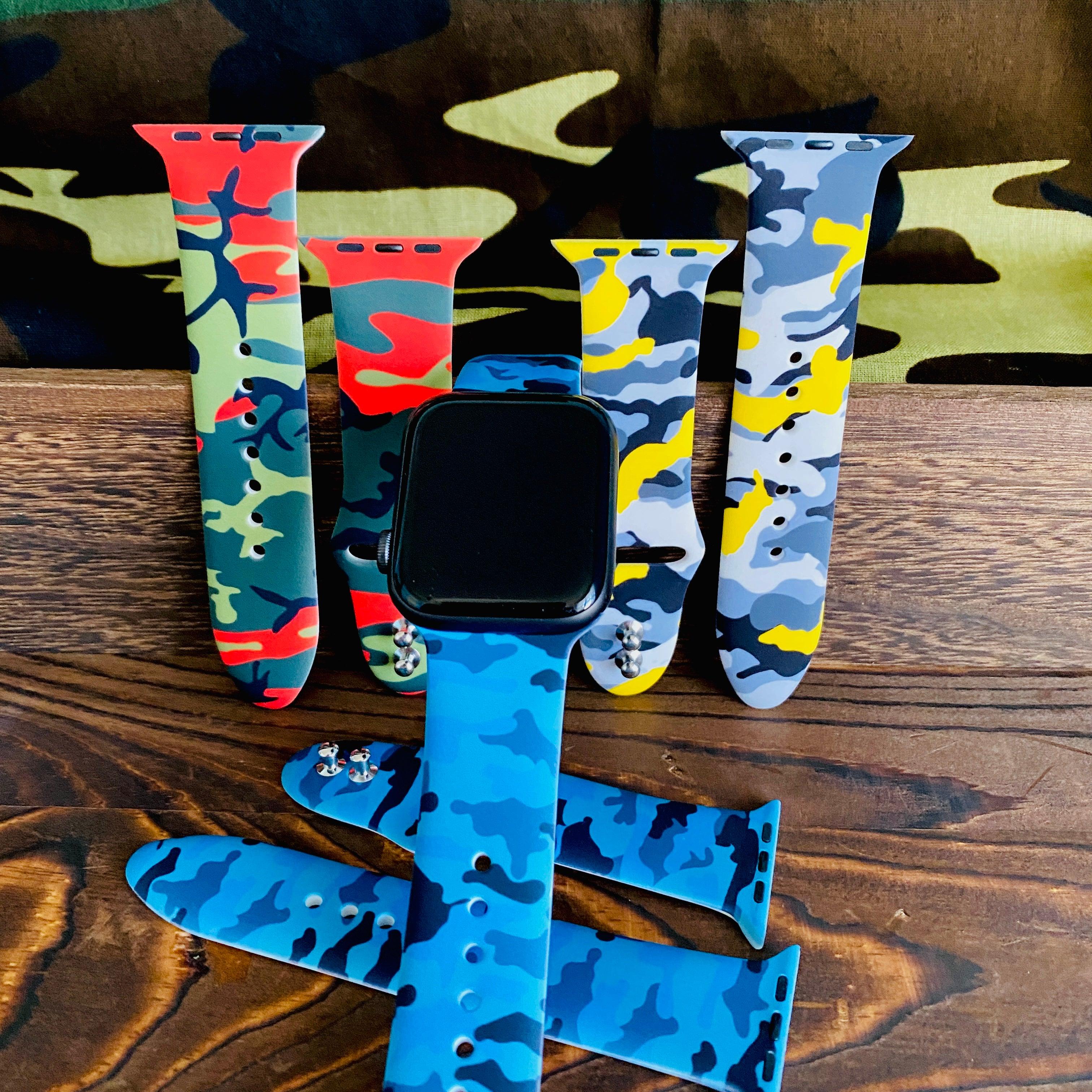 Camo Print Silicone Band For Apple Watch Multiple Colors Available - Fancy Bands 