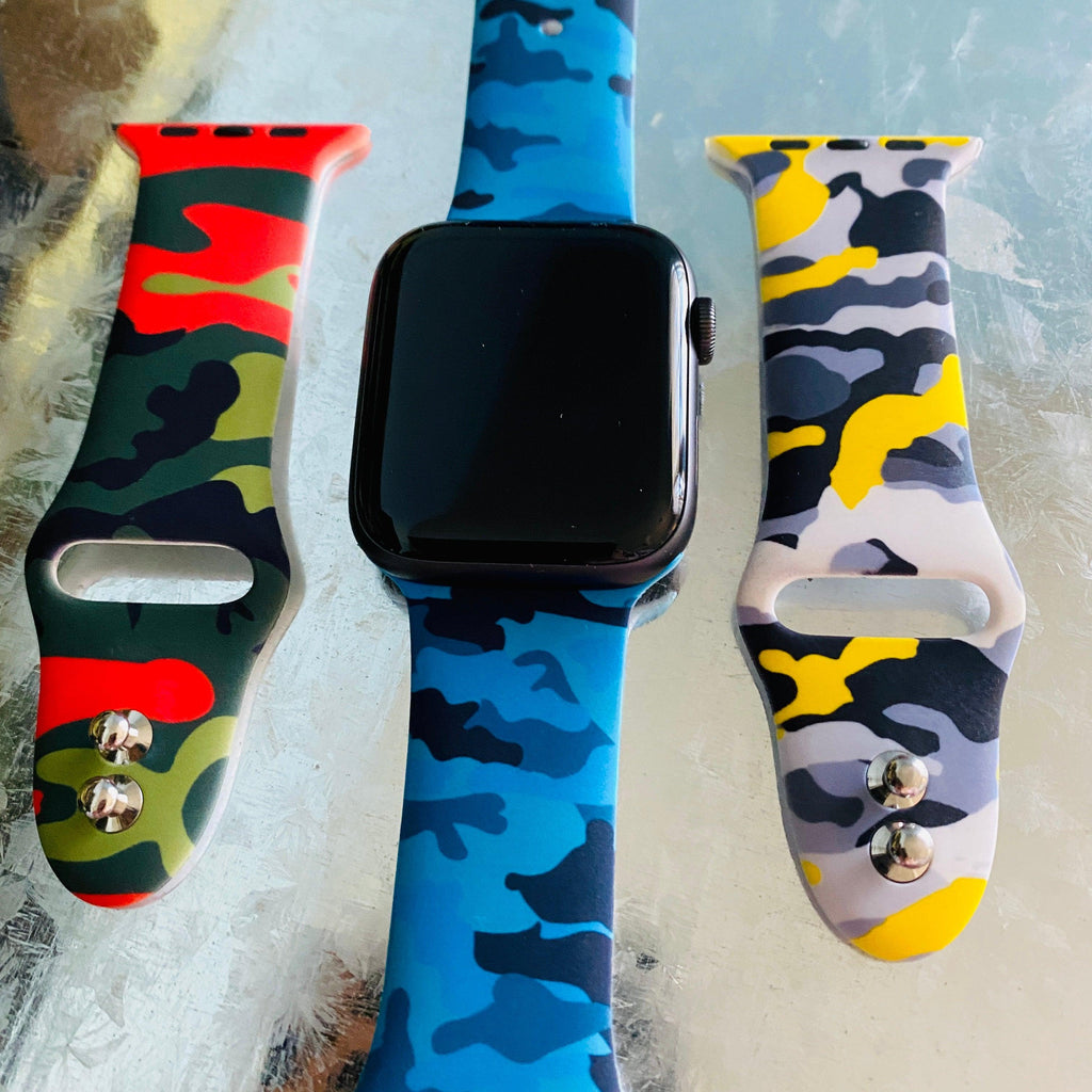 Camo Print Silicone Band For Apple Watch Multiple Colors Available - Fancy Bands 