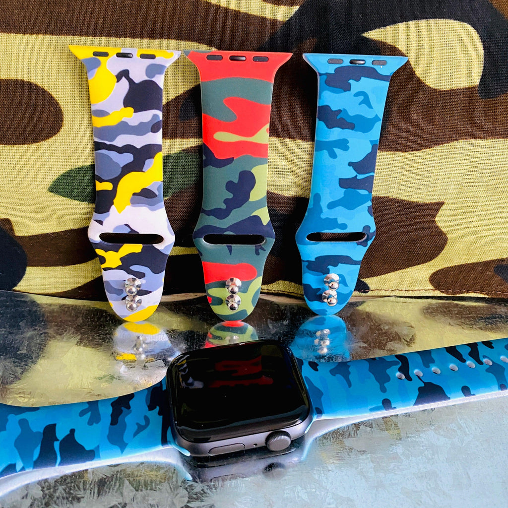 Camo Print Silicone Band For Apple Watch Multiple Colors Available - Fancy Bands 