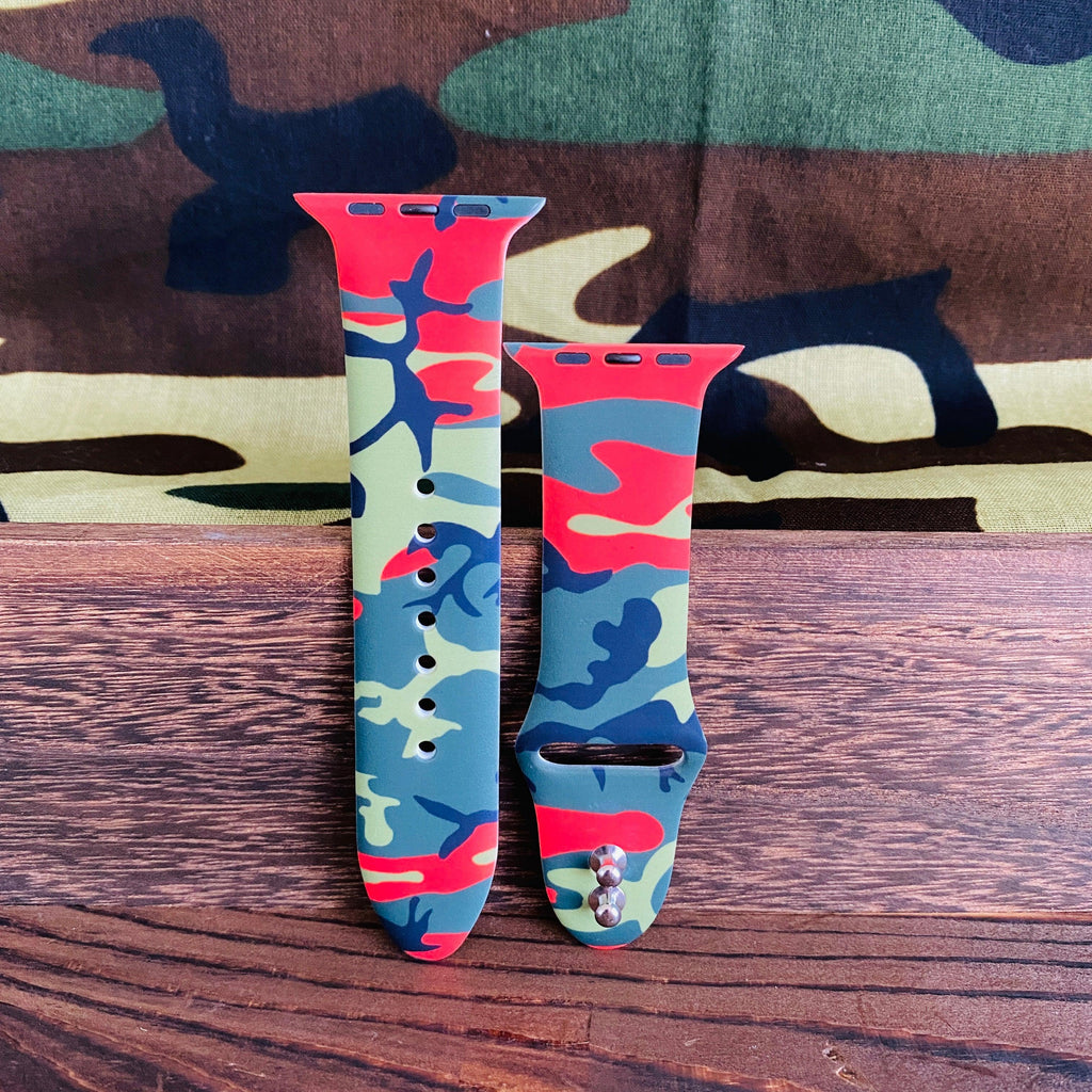 Camo Print Silicone Band For Apple Watch Multiple Colors Available - Fancy Bands 