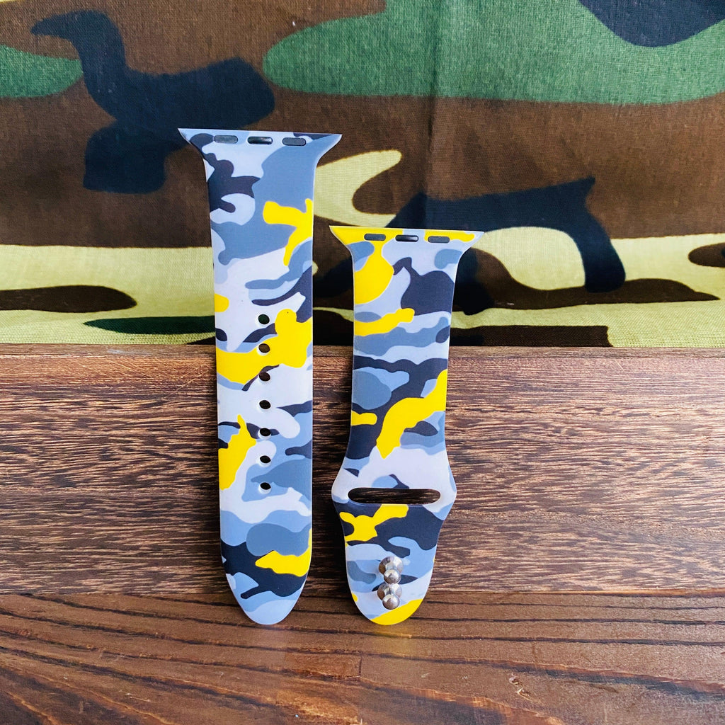 Camo Print Silicone Band For Apple Watch Multiple Colors Available - Fancy Bands 