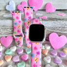Conversation Hearts Print Silicone Band For Apple Watch - Fancy Bands 