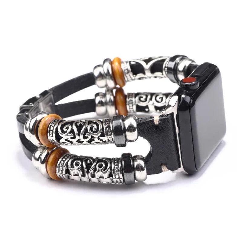 Boho-Leather Steel Bracelet Band For Apple Watch Multiple Colors Available - Fancy Bands 