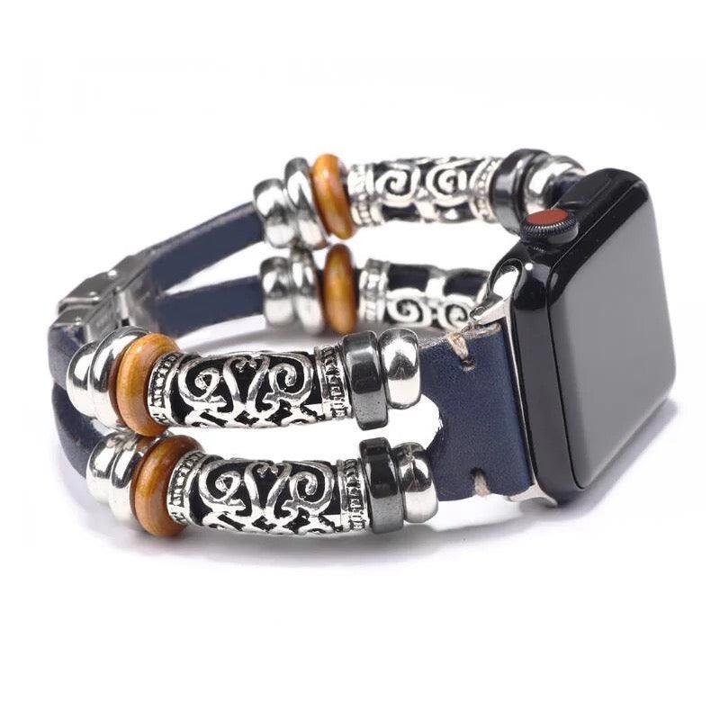 Boho-Leather Steel Bracelet Band For Apple Watch Multiple Colors Available - Fancy Bands 