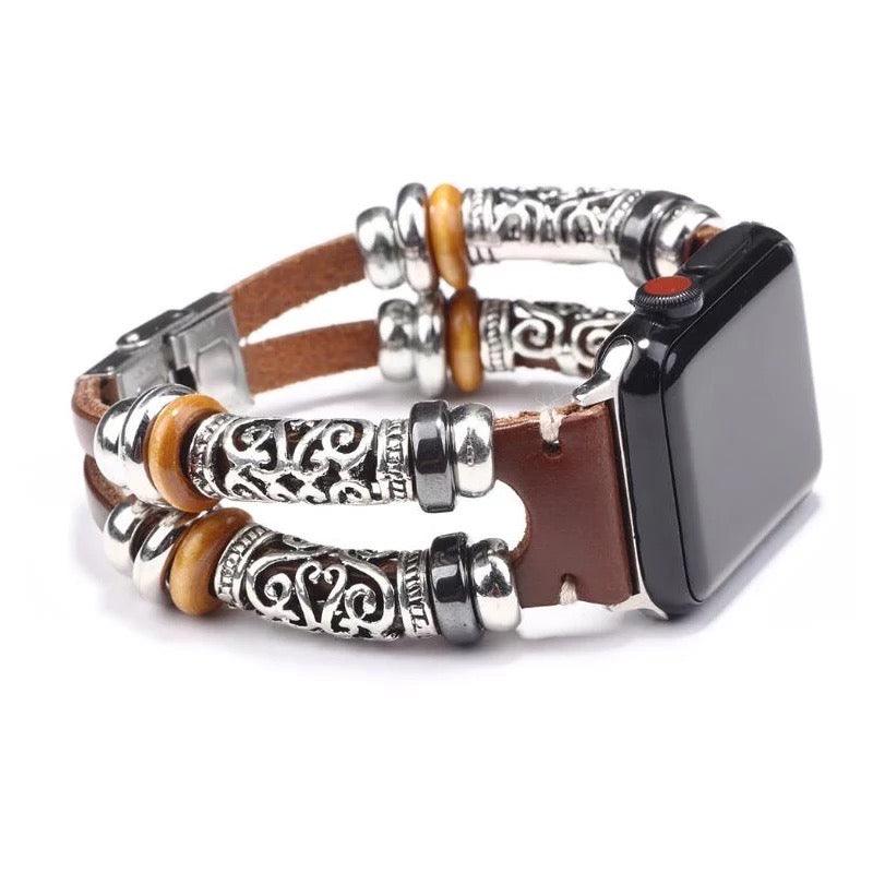 Boho-Leather Steel Bracelet Band For Apple Watch Multiple Colors Available - Fancy Bands 