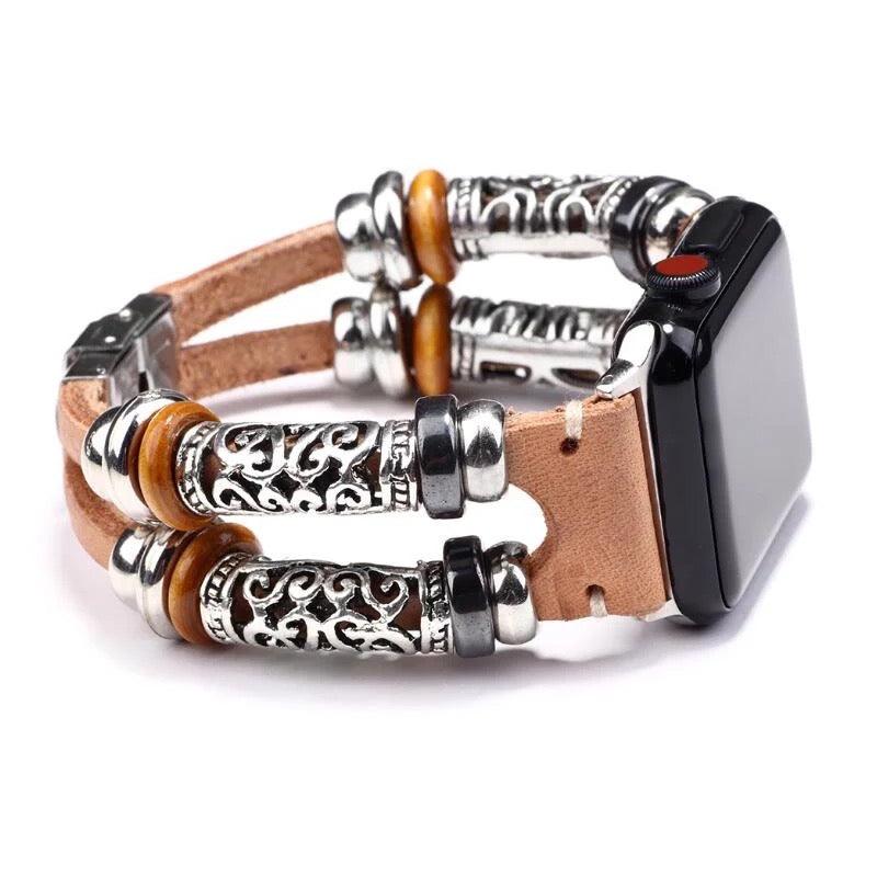 Boho-Leather Steel Bracelet Band For Apple Watch Multiple Colors Available - Fancy Bands 
