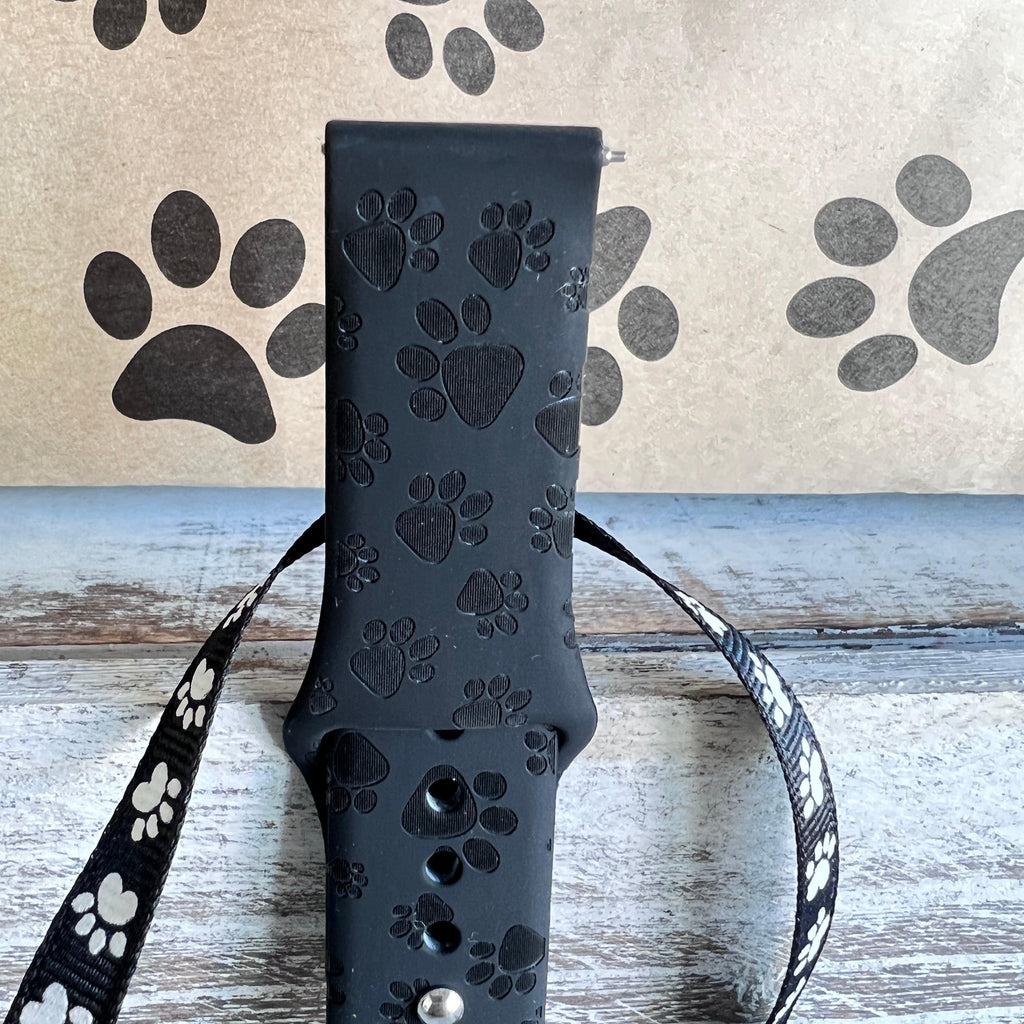Engraved Black Paw Print Silicone Band For Samsung Watch - Fancy Bands 