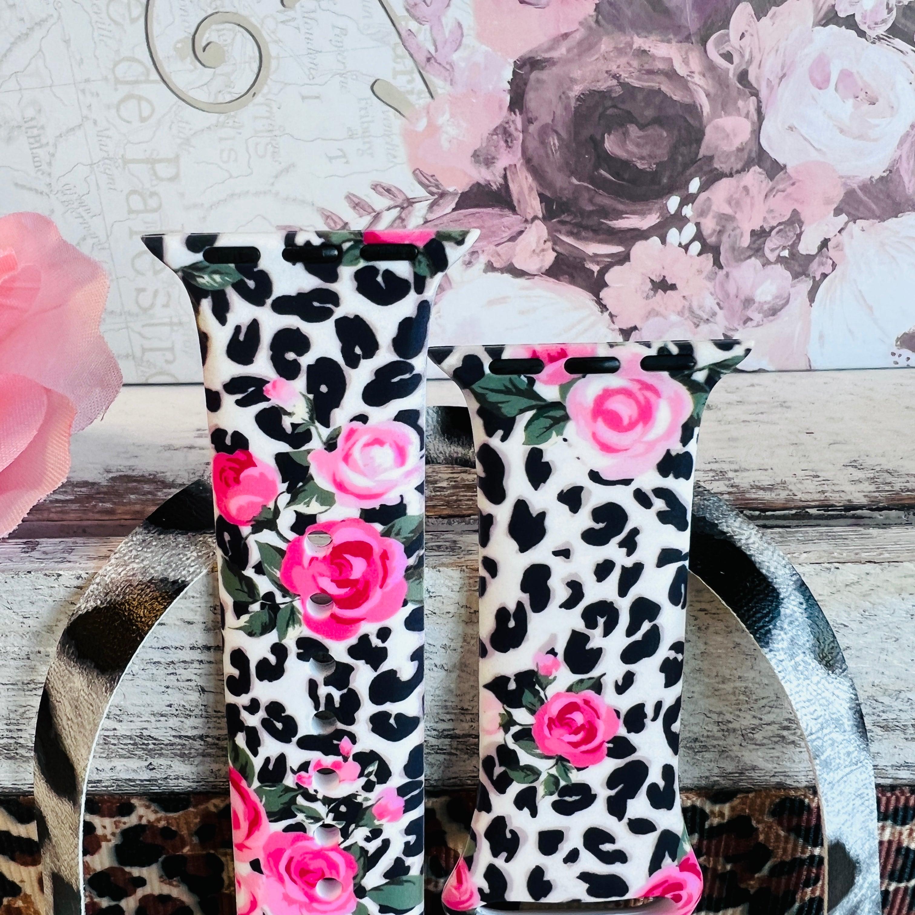 Chic Leopard Roses Print Silicone Band For Apple Watch - Fancy Bands 