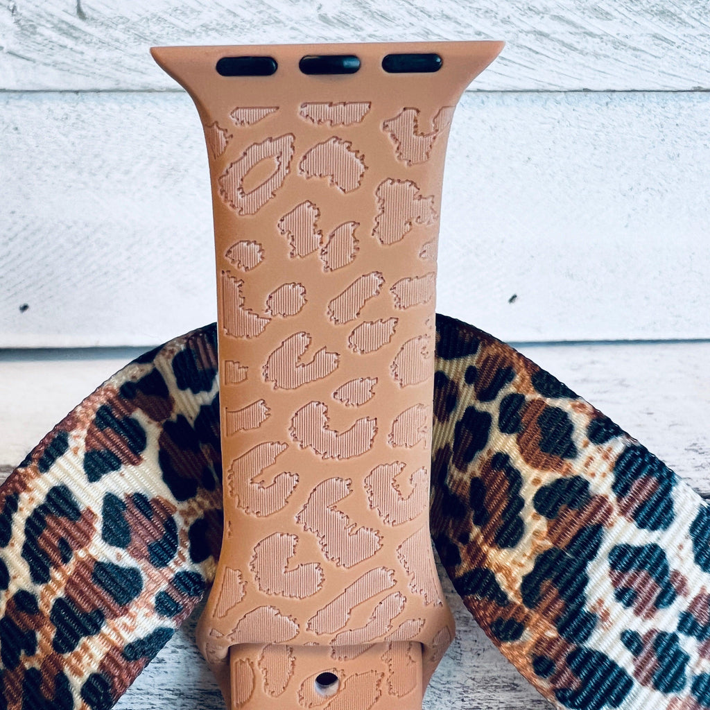 Engraved Brown Leopard Print Silicone Band For Apple Watch - Fancy Bands 