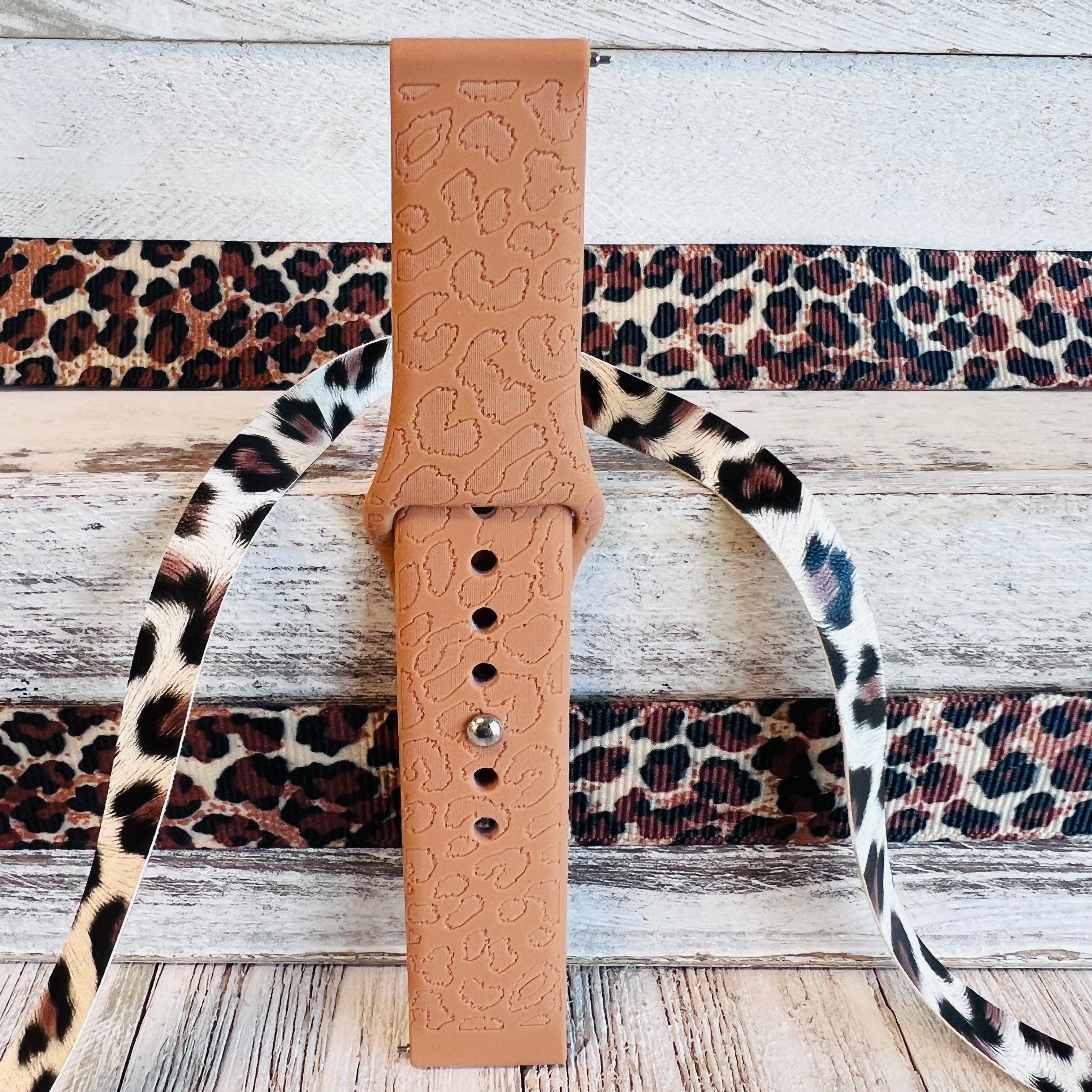 Engraved Brown Leopard Print Silicone Band For Samsung Watch - Fancy Bands 