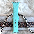 Engraved Mint Green Leopard Print Silicone Band For Apple Watch - Fancy Bands 