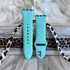 Engraved Mint Green Leopard Print Silicone Band For Apple Watch - Fancy Bands 
