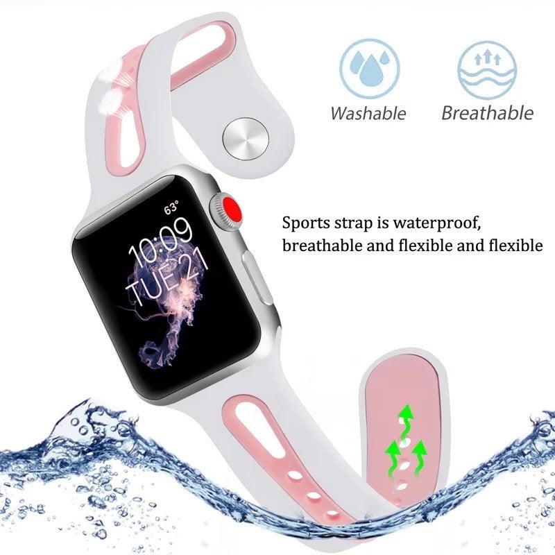 Breathable Sport Silicone Band For Apple Watch Multiple Colors Available - Fancy Bands 