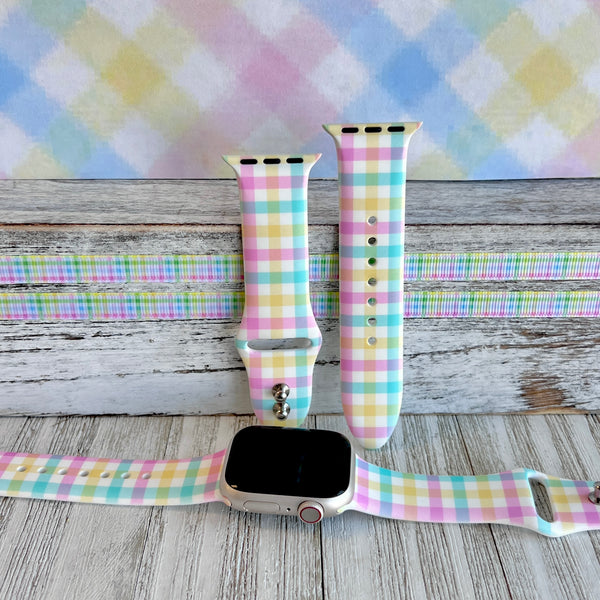 Pastel Gingham Print Silicone Band