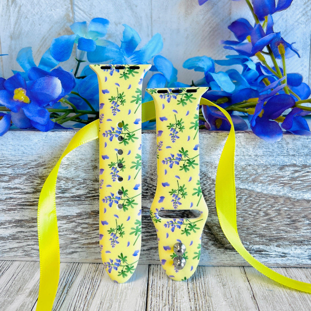 Bluebonnet Print Silicone Band For Apple Watch Two Colors Available - Fancy Bands 