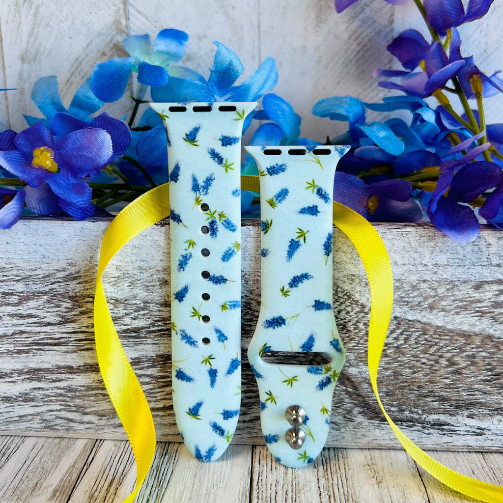 Bluebonnet Print Silicone Band For Apple Watch Two Colors Available - Fancy Bands 