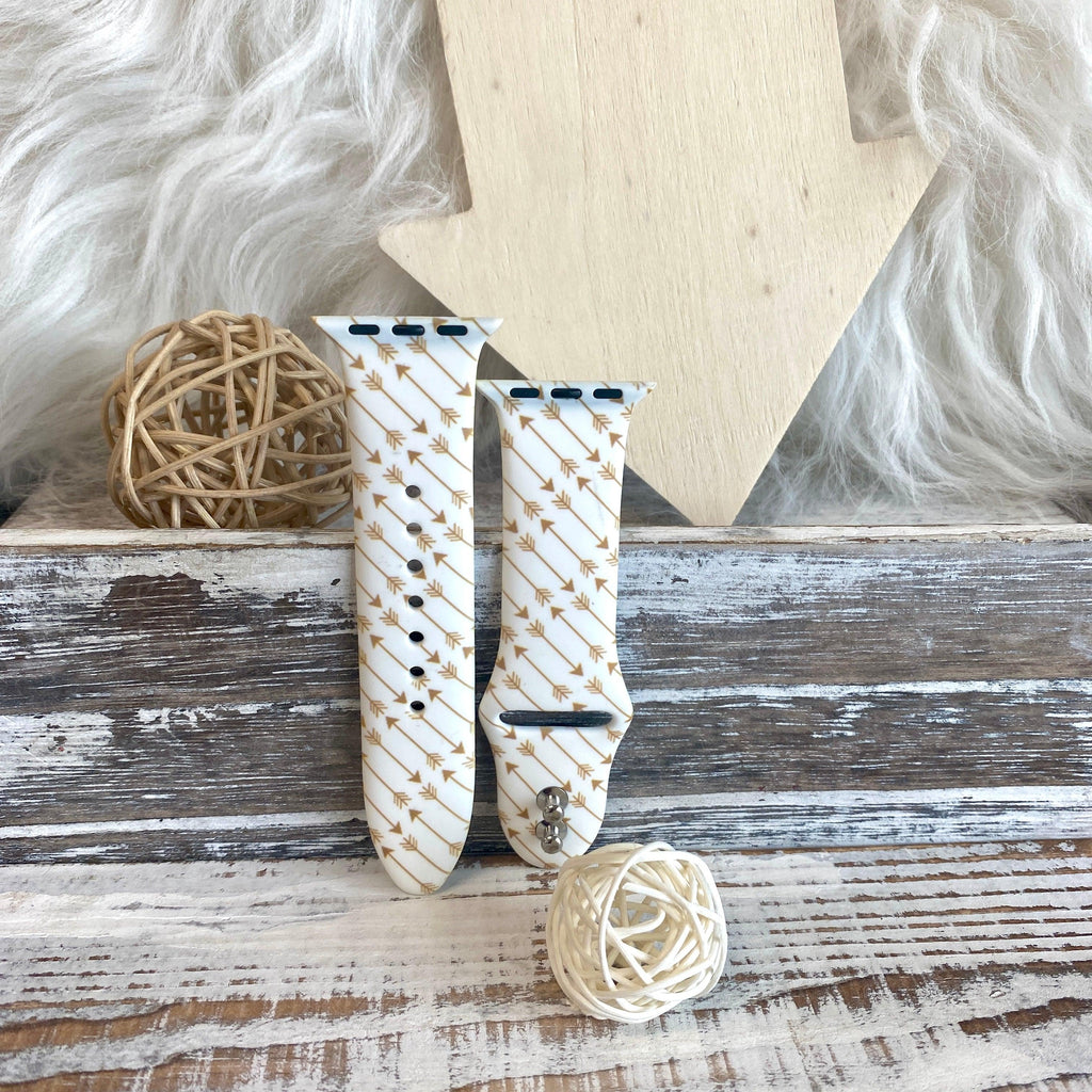 Boho-Feather Arrow Print Silicone Band For Apple Watch Multiple Colors Available - Fancy Bands 