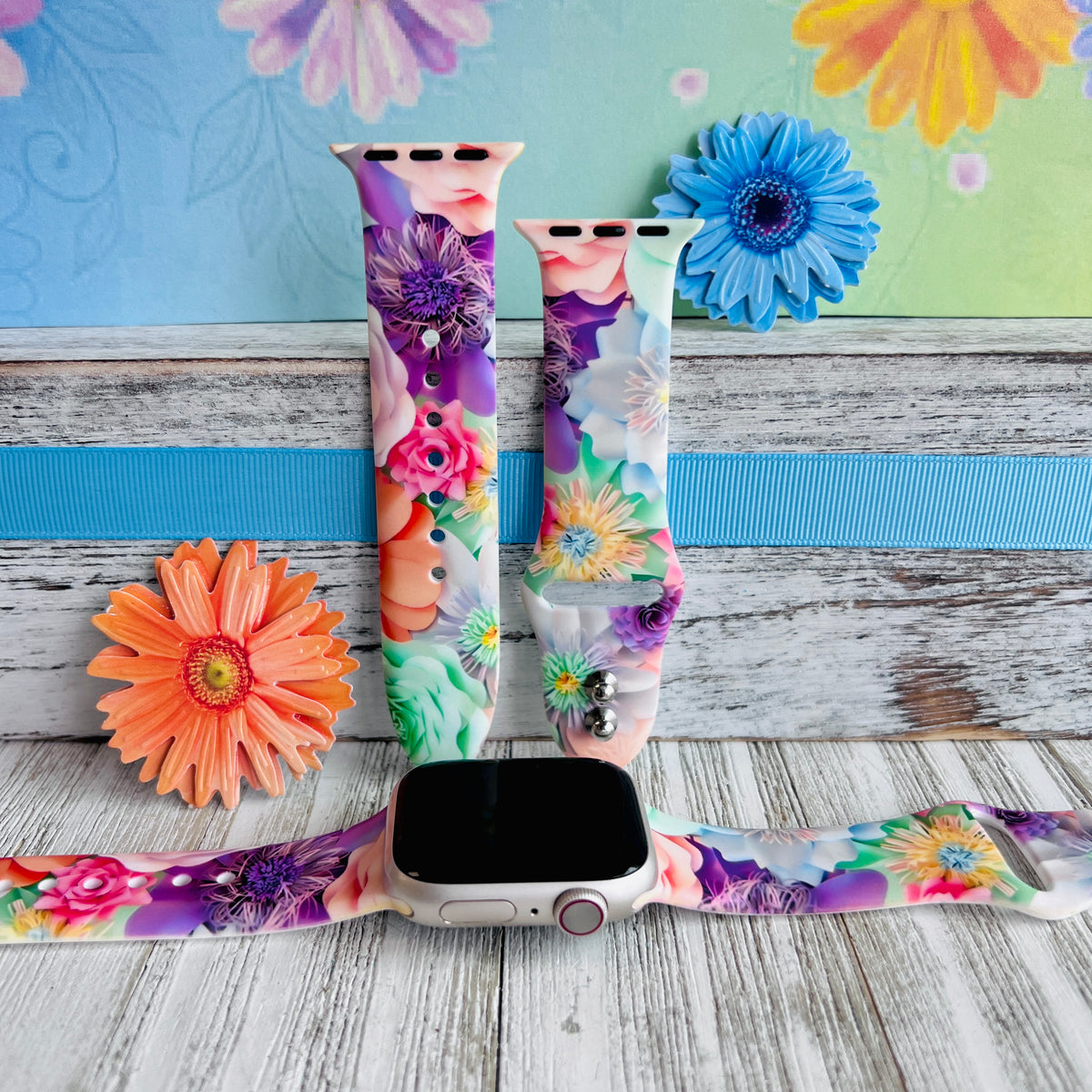 Band Guide Spring Spring Bouquet Print Silicone Band For Apple Watch – Fancy Bands