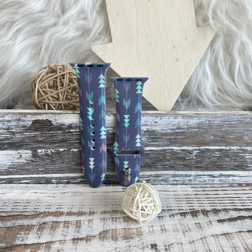 Boho-Feather Arrow Print Silicone Band For Apple Watch Multiple Colors Available - Fancy Bands 