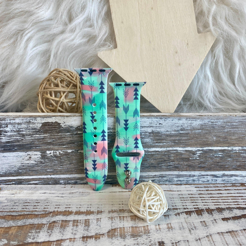 Boho-Feather Arrow Print Silicone Band For Apple Watch Multiple Colors Available - Fancy Bands 