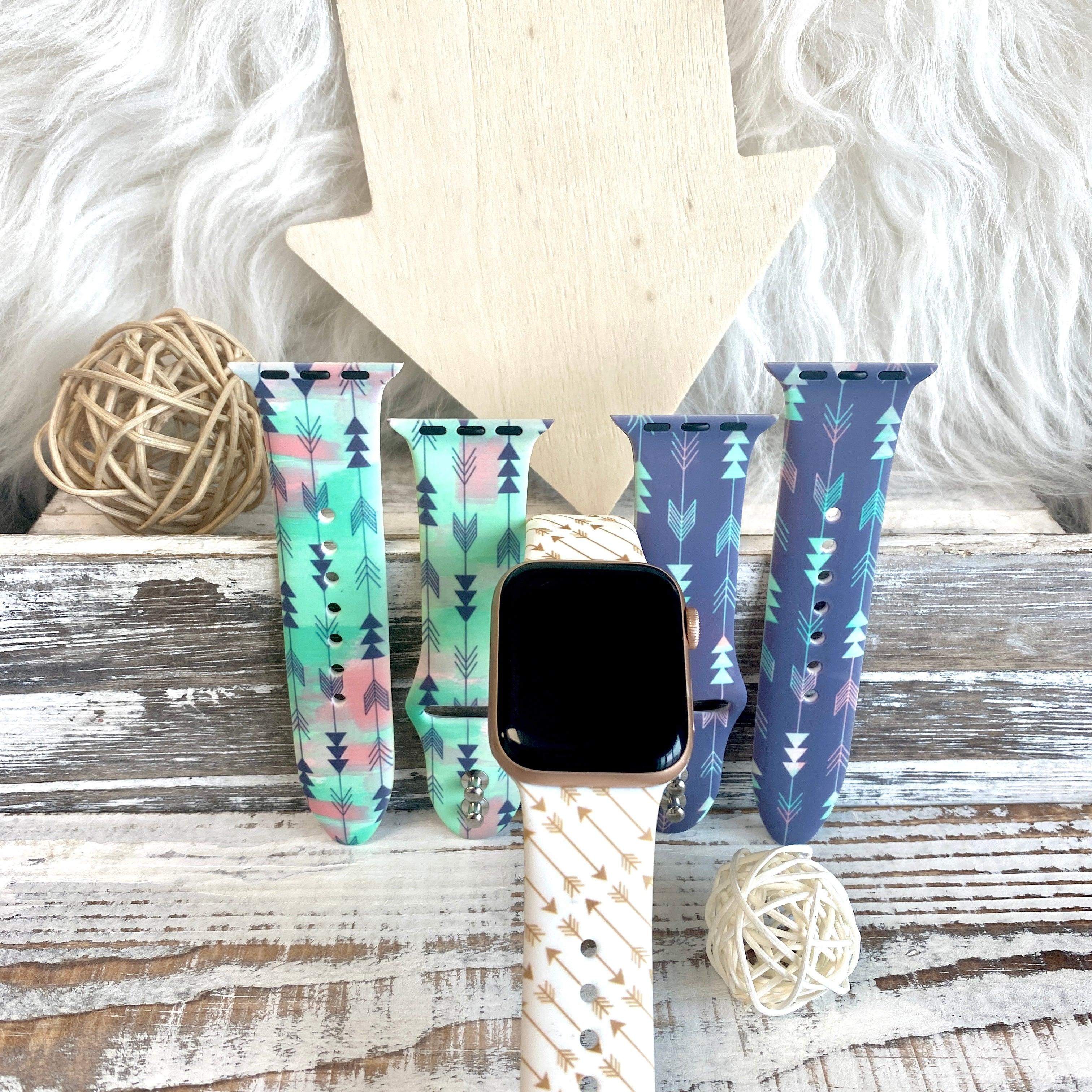Boho-Feather Arrow Print Silicone Band For Apple Watch Multiple Colors Available - Fancy Bands 