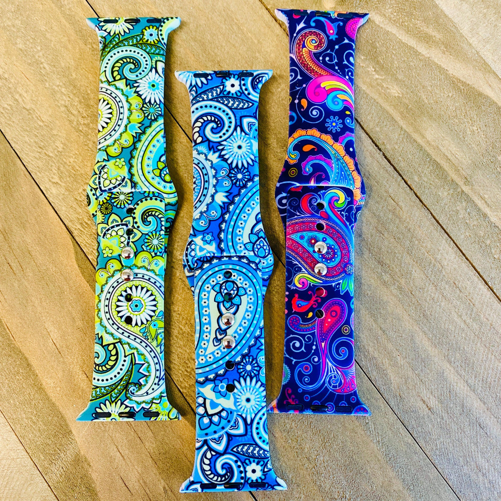 Fancy Paisley Print Silicone Band For Apple Watch Multiple Colors Available - Fancy Bands 