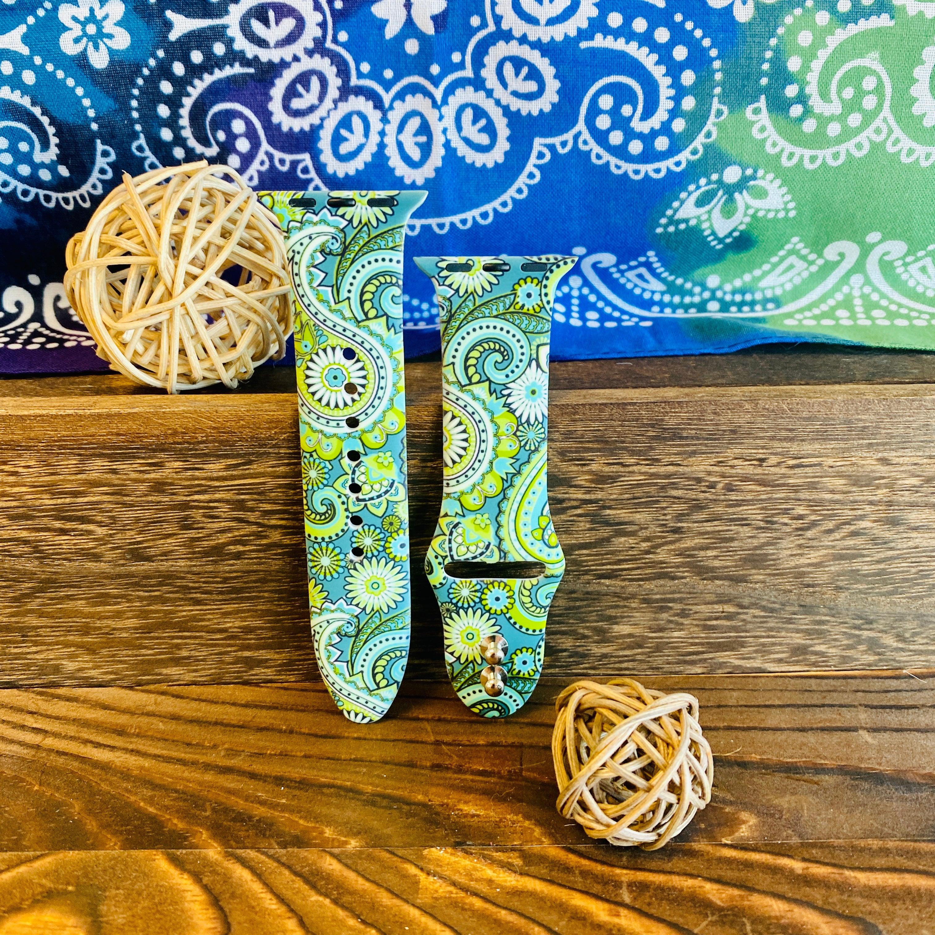 Fancy Paisley Print Silicone Band For Apple Watch Multiple Colors Available - Fancy Bands 