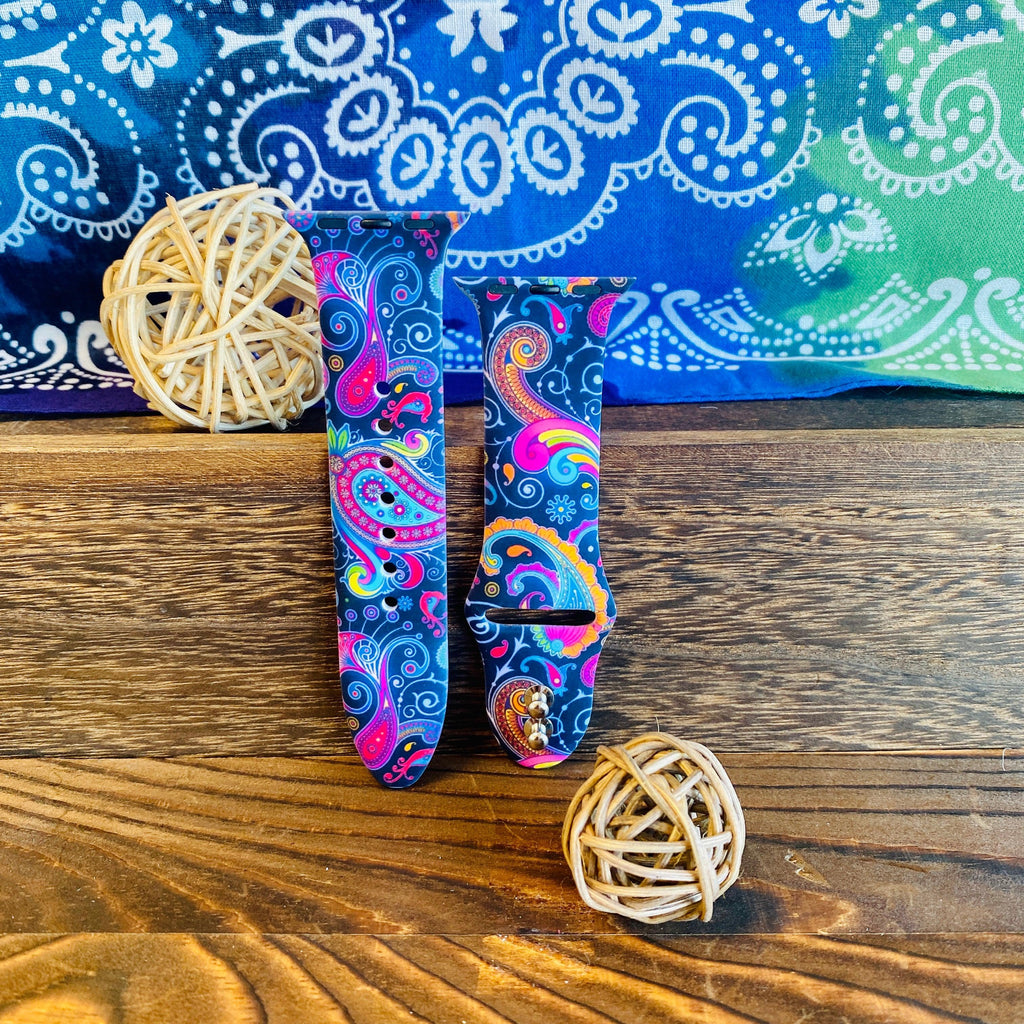 Fancy Paisley Print Silicone Band For Apple Watch Multiple Colors Available - Fancy Bands 