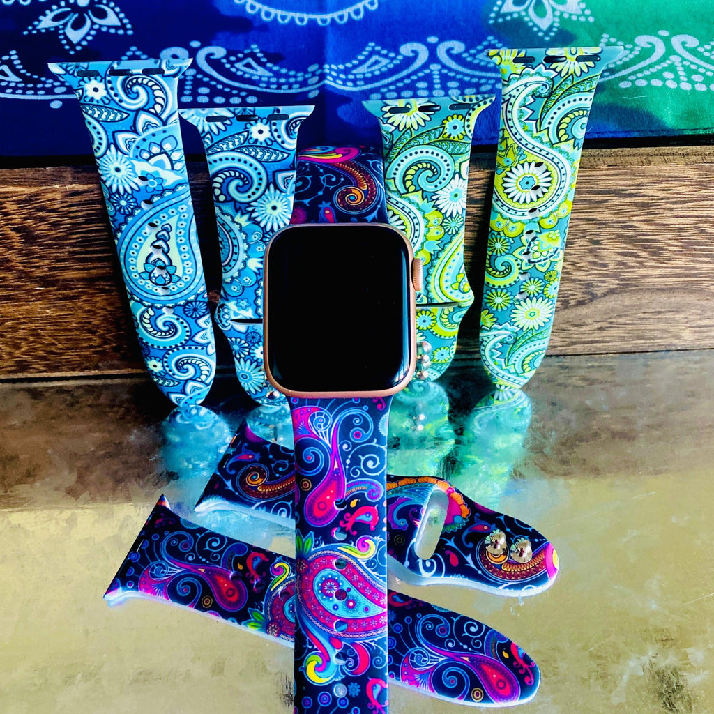 Fancy Paisley Print Silicone Band For Apple Watch Multiple Colors Available - Fancy Bands 