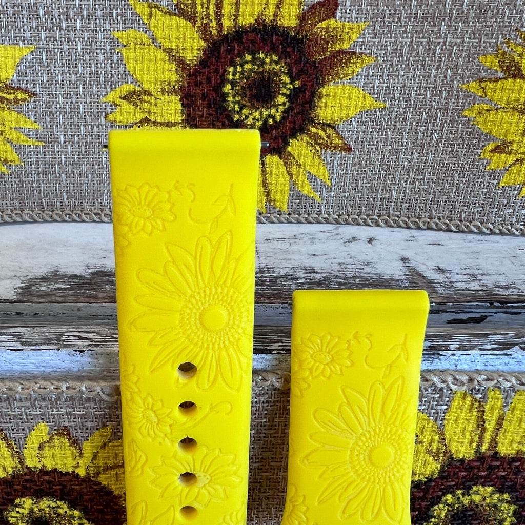Engraved Sunflower Print Silicone Band For Samsung Watch Two Colors Available - Fancy Bands 