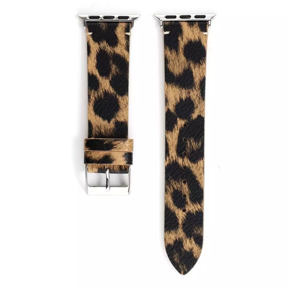 Leopard Print Leather Bands For Apple Watch Multiple Colors Available