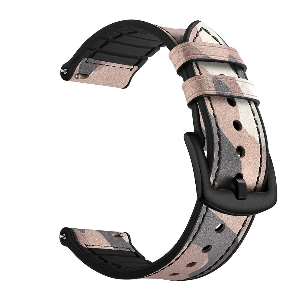 Camouflage Leather Silicone Lined Band For Samsung Watch Multiple Colors Available