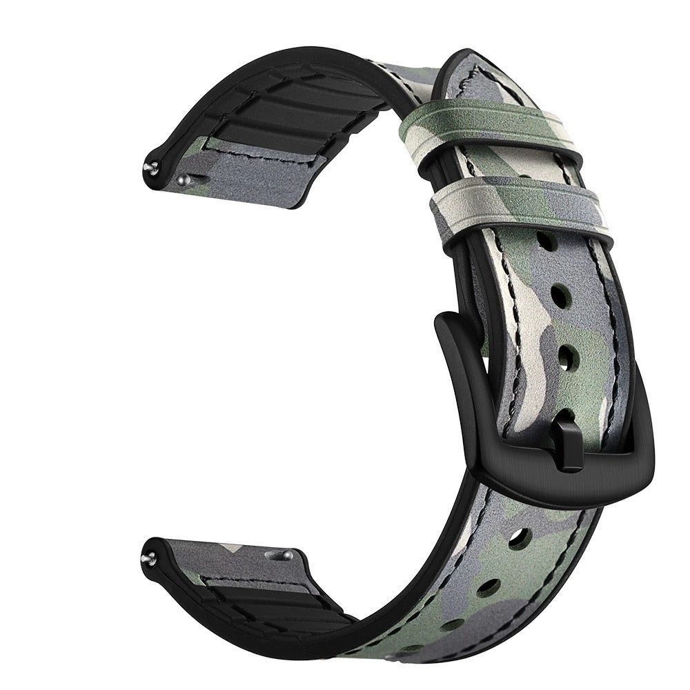 Camouflage Leather Silicone Lined Band For Samsung Watch Multiple Colors Available
