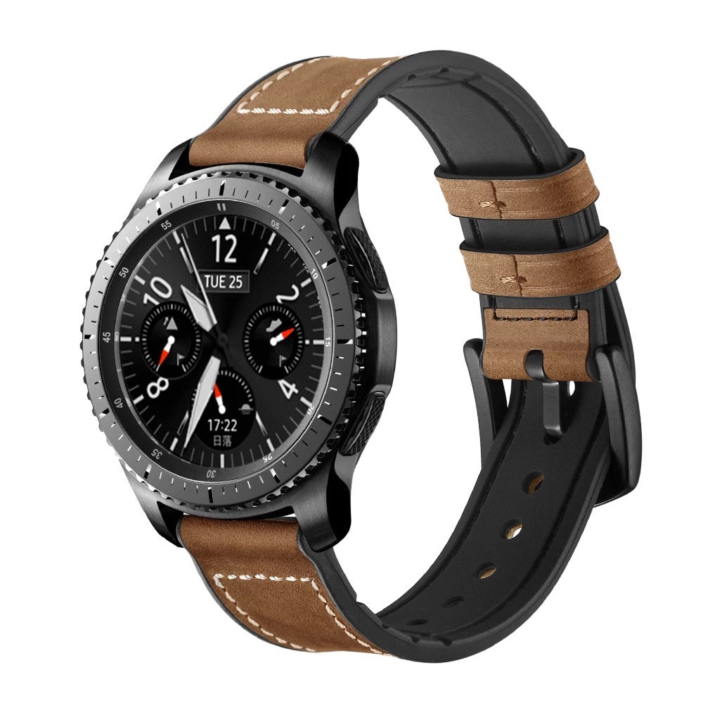 Solid Color Leather Silicone Lined Band For Samsung Watch Multiple Colors Available