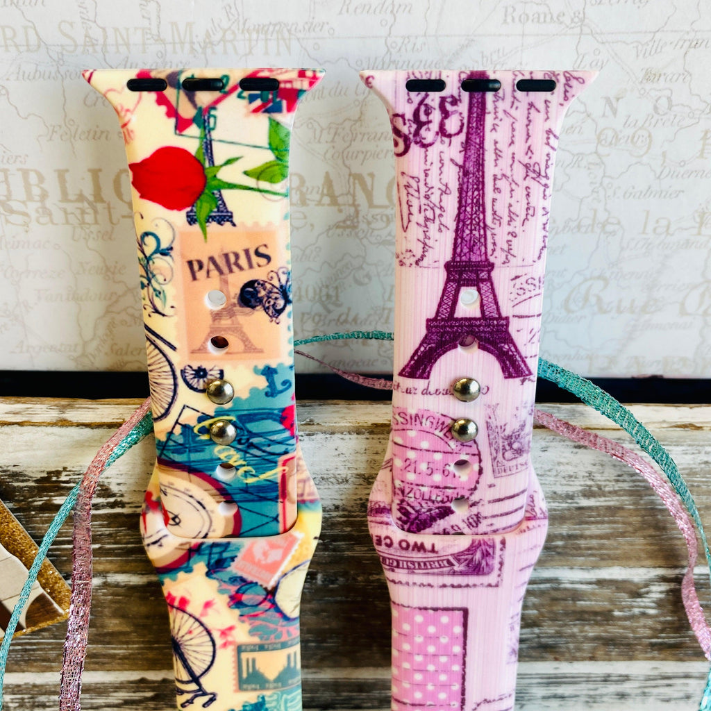 Bon Voyage Print Silicone Band For Apple Watch Two Colors Available - Fancy Bands 