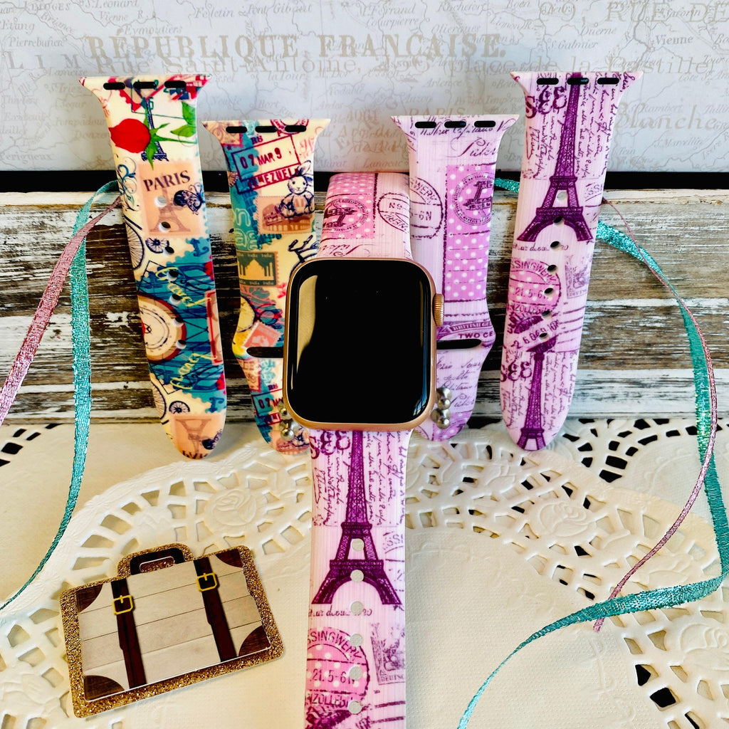 Bon Voyage Print Silicone Band For Apple Watch Two Colors Available - Fancy Bands 