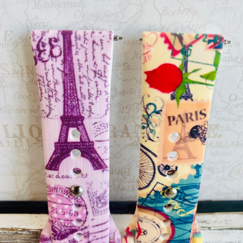 Bon Voyage Print Silicone Band For Samsung Watch Multiple Colors Available - Fancy Bands 