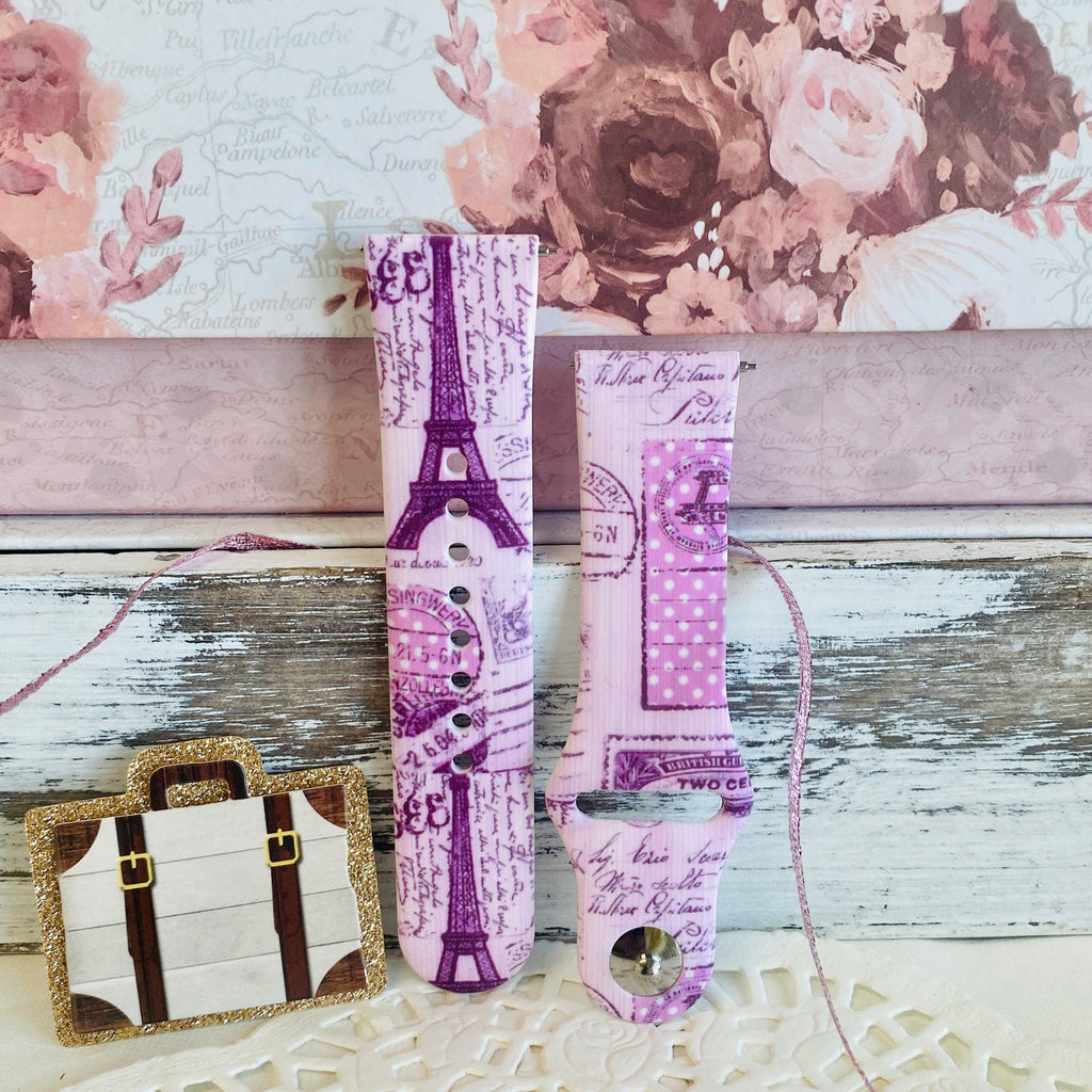Bon Voyage Print Silicone Band For Fitbit Versa 1/2 Multiple Colors Available - Fancy Bands 