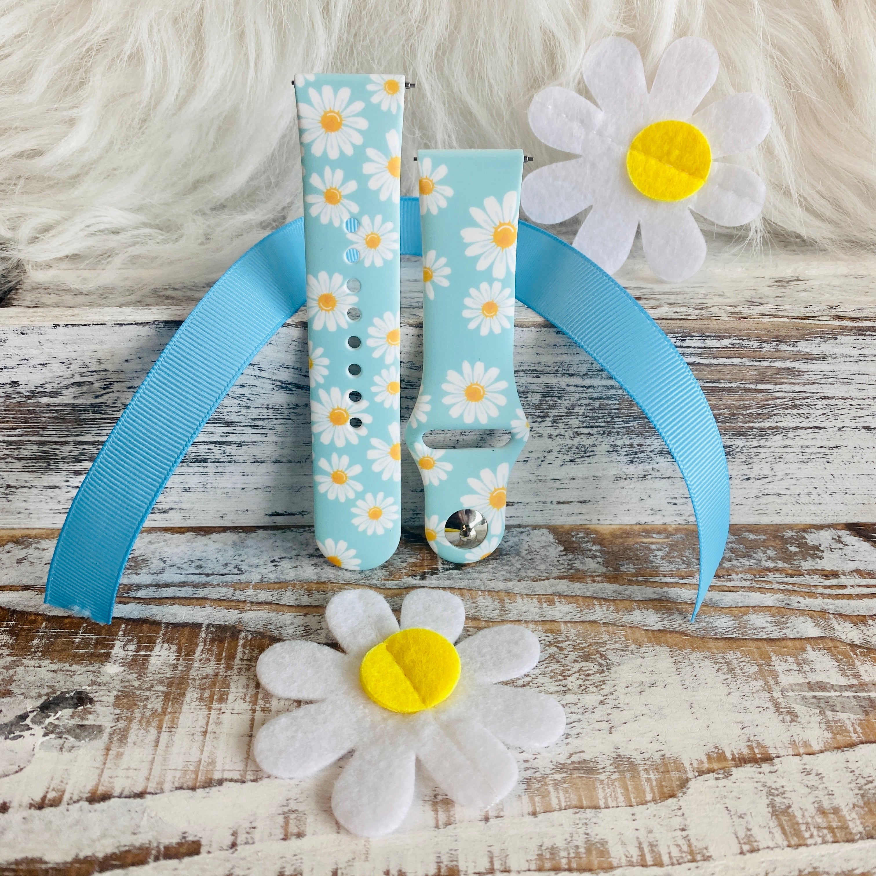 Spring Daisies Print Silicone Band For Samsung Watch Two Colors Available