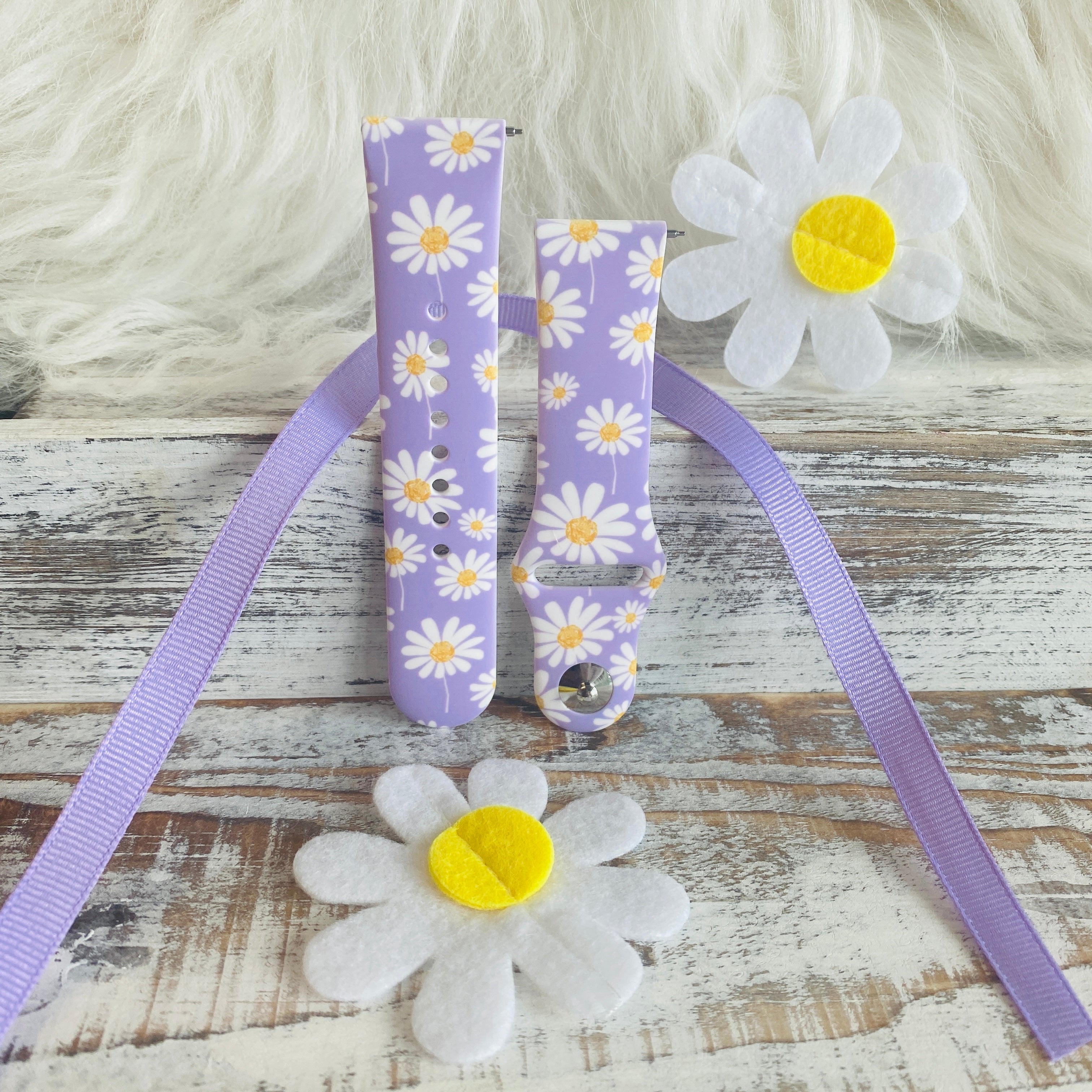 Spring Daisies Print Silicone Band For Samsung Watch Two Colors Available