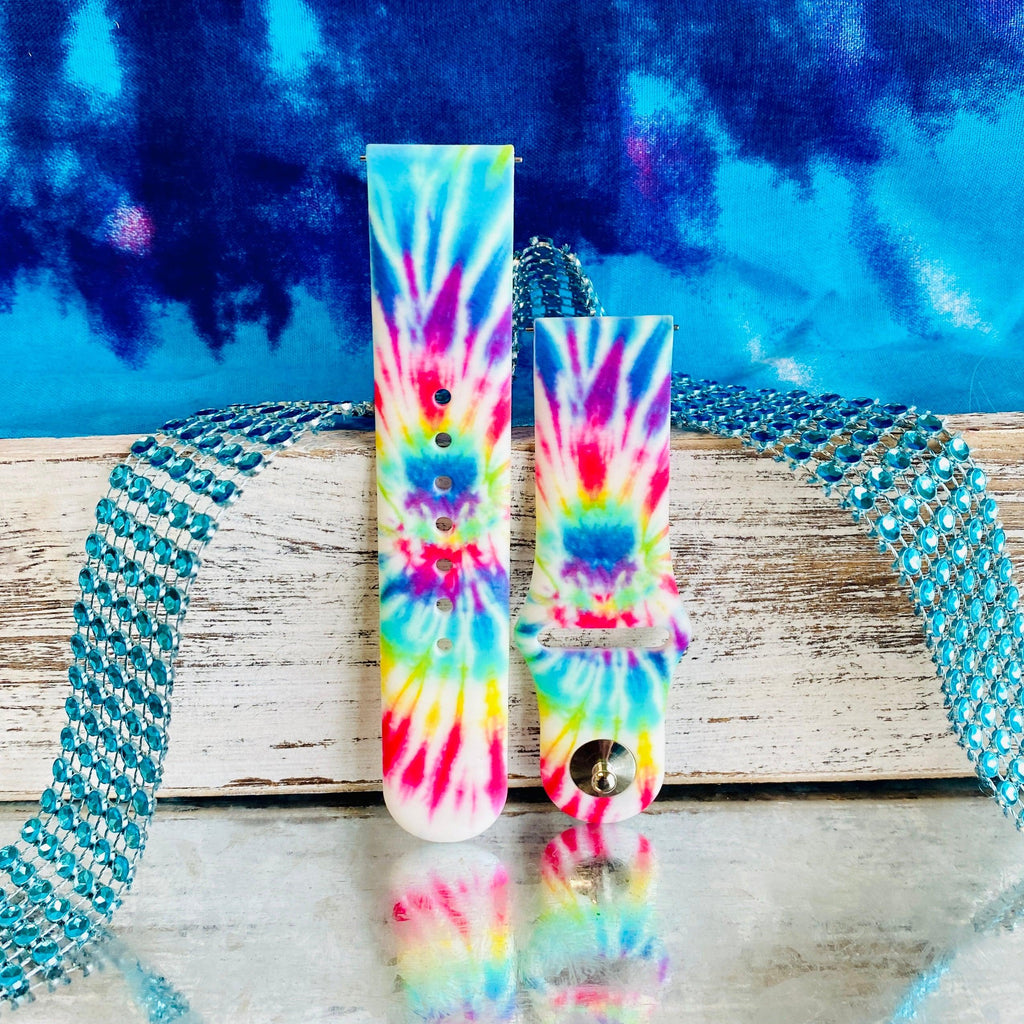 Blue Tie Dye Print Silicone Band For Fitbit Versa 1/2 - Fancy Bands 